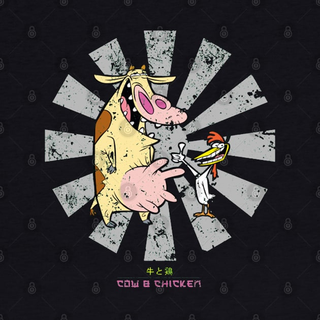 Cow And Chicken Retro Japanese by box2boxxi